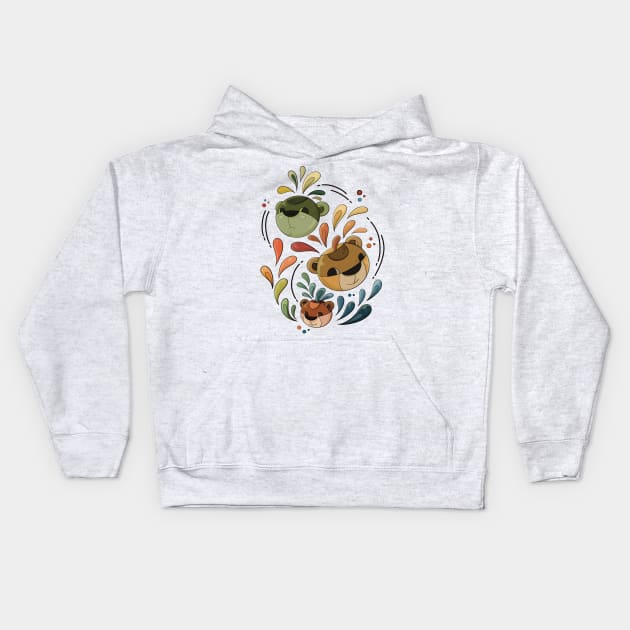 Doodle Bears Illustration Kids Hoodie by Hameo Art